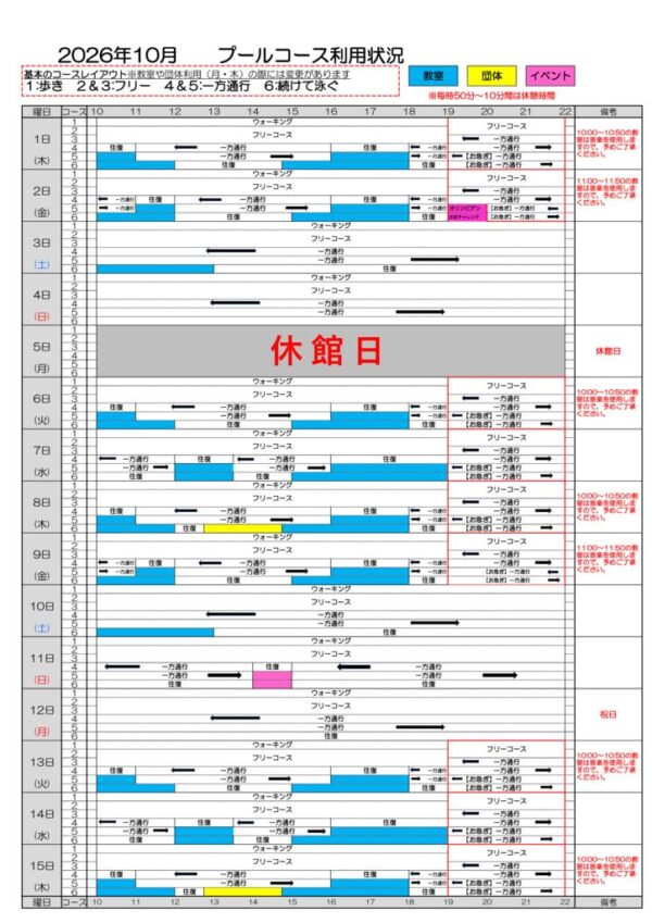 9~10月プールコース利用状況のサムネイル
